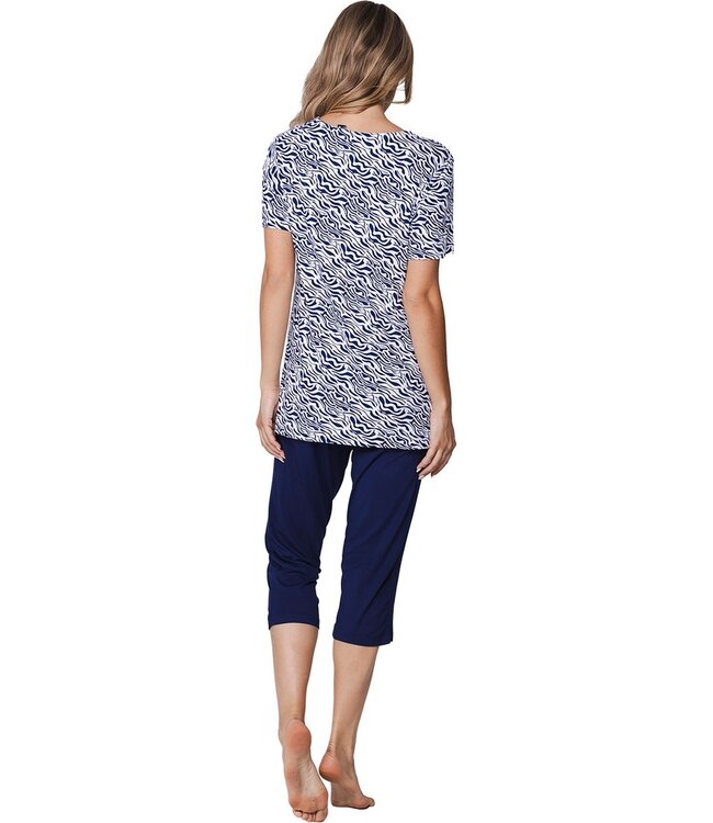 bamboe-elastaan dames pyjama korte mouw Bamboo Waves