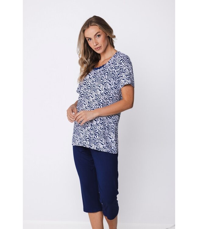 bamboe-elastaan dames pyjama korte mouw Bamboo Waves