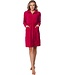 roze embossed badstof dames badjas met rits palm waves