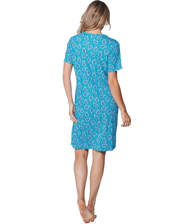 bamboe dames nachthemd korte mouw met knopen Paisley Perfect