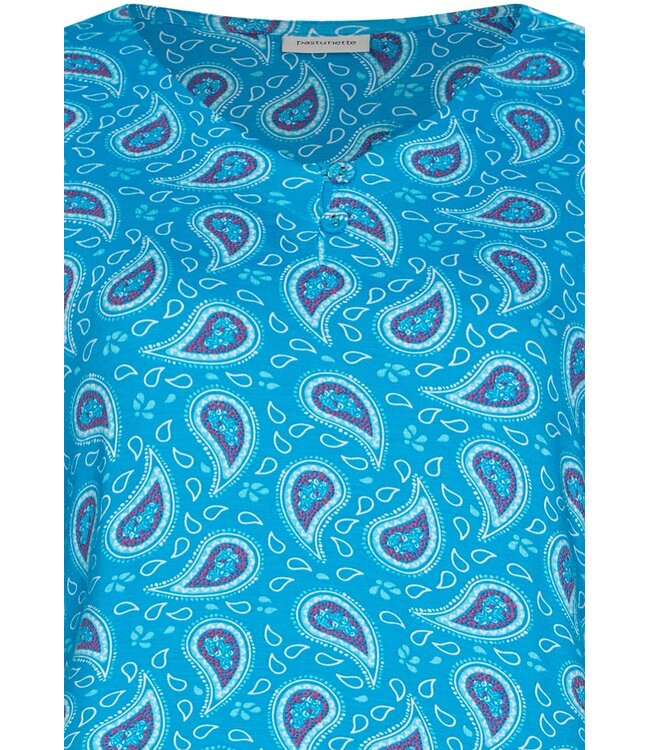 ladies bamboo-mix short sleeve nightdress with buttons paisley perfect