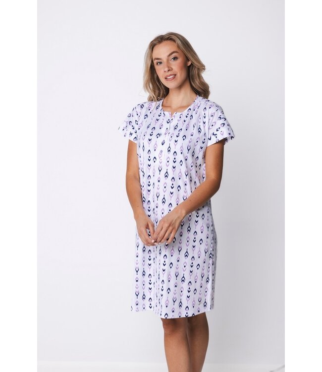 klassieke katoenen pyjama set met knopen Abstract Floral Jewel