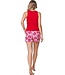 framboos roze dames mouwloze shortama met taillekoord palm waves