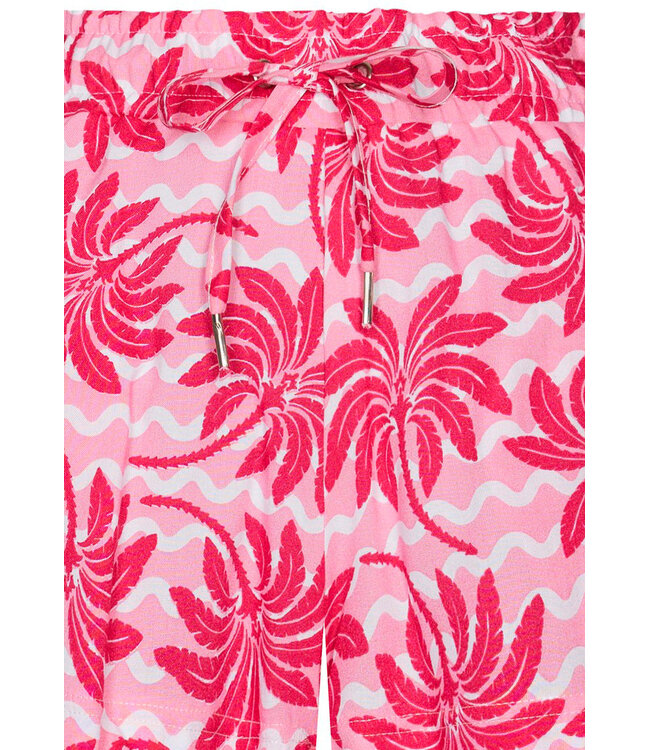 framboos roze dames mouwloze shortama met taillekoord palm waves