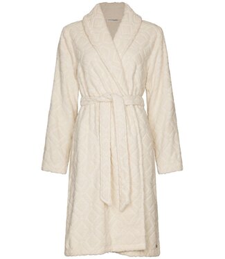 Pastunette Premium white jaquard terry wrap-over morninggown with belt white diamond