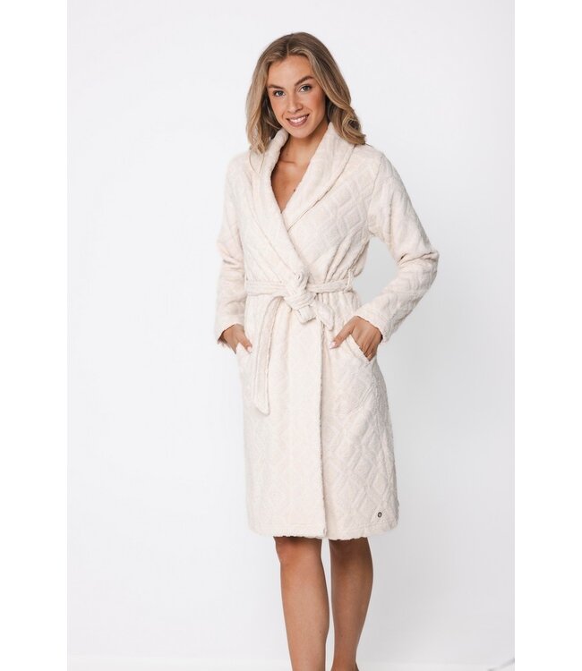 witte jacquard badstof dames badjas met ceintuur White Diamond