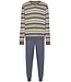 lichtgrijze katoenen heren pyjama v-hals Groovy Stripes