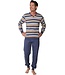 lichtgrijze katoenen heren pyjama v-hals Groovy Stripes