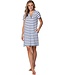 Rebelle Beach blue short sleeve v neck beach dress with collar sailor stripe