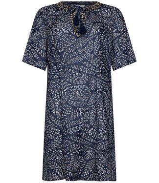 Pastunette Beach dark blue cotton woven beach cover up leafy ocean