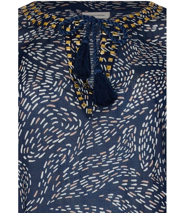 dark blue cotton woven beach cover up leafy ocean