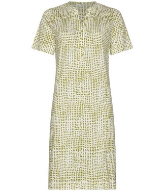 Pastunette Premium ladies short sleeve cotton-modal nightdress with buttons soft squares