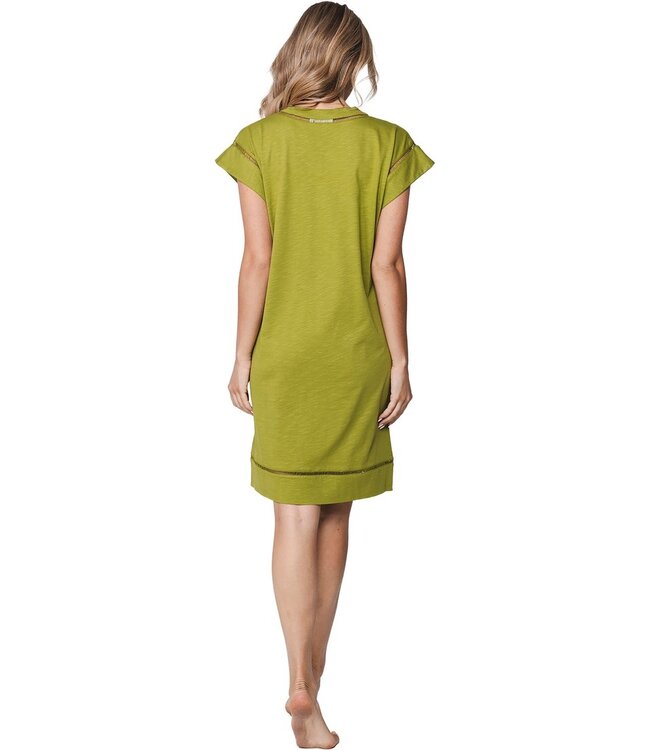 short sleeve 'v' neck organic cotton nightdress pretty green detail