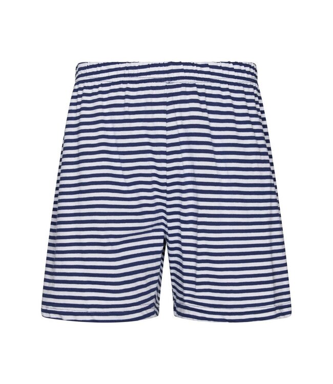 ladies marine blue sleeveless organic cotton shorty set stripey blue