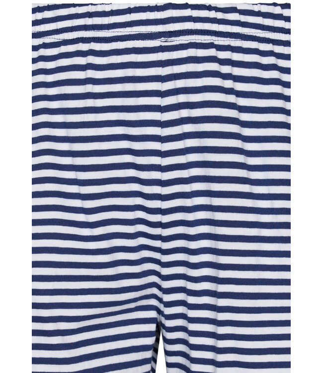marineblauwe biologisch katoenen mouwloze damesshorty set Stripey Blue