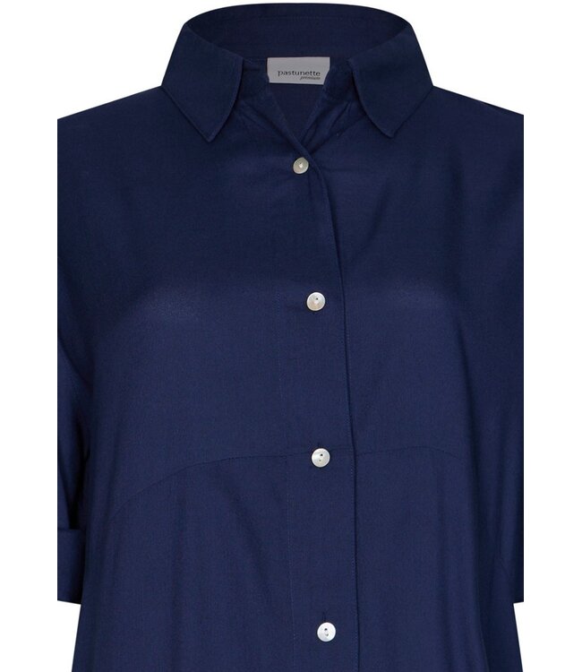 donkerblauwe, extra lange viscose strandblouse sunny day