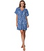 blauw viscose dames v-hals strand cover up met strikceintuur true blue
