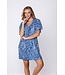 blue woven viscose v-neck beach cover up with tie-waist true blue