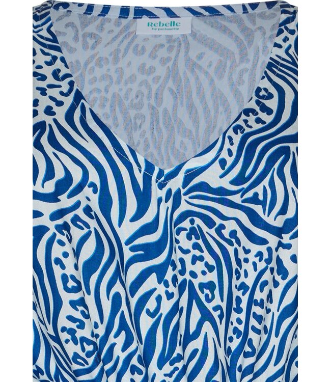 blue woven viscose v-neck beach cover up with tie-waist true blue