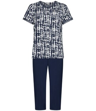 Pastunette Premium ladies blue luxury short sleeve viscose 3/4 pyjama set arty fashion