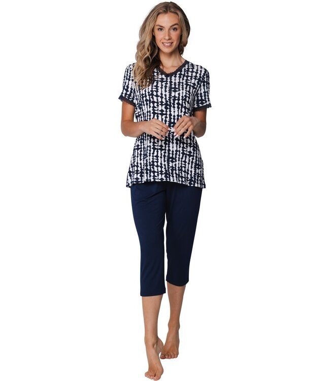 luxe, viscose dames pyjama met korte mouwen en 3/4 broek Arty Fashion