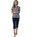 ladies blue luxury short sleeve viscose 3/4 pyjama set arty fashion