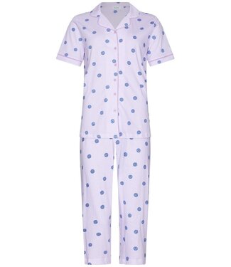 Rebelle ladies lilac full button organic cotton pyjama fabulous flower