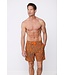 men's orange swim shorts with elasticated tie-waist groovy palm
