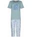 Pastunette blue short sleeve organic cotton 3/4 pyjama floral art