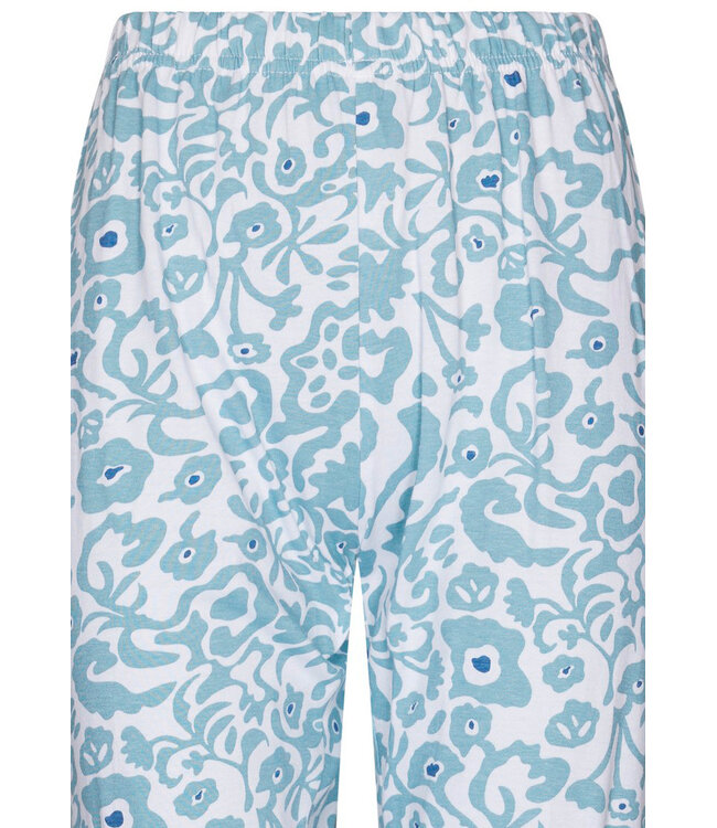 blauw biologisch katoenen 3/4 pyjama korte mouw Floral Art