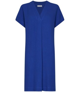 Pastunette Beach Blauwe dames strandjurk van katoen met V-hals en korte mouwen Ocean Blue