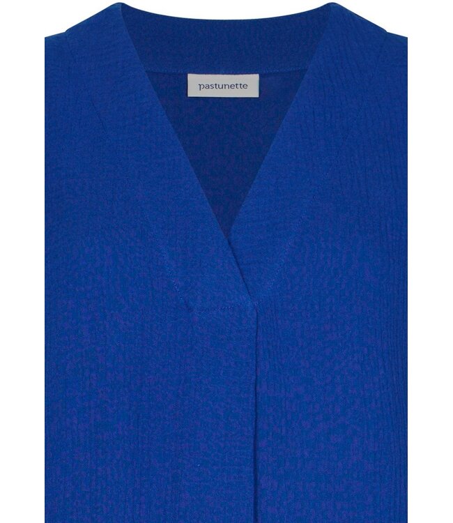 Blauwe dames strandjurk van katoen met V-hals en korte mouwen Ocean Blue