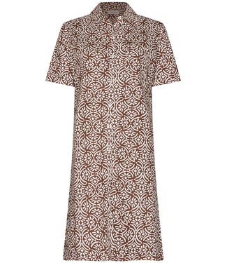 Pastunette ladies short sleeve organic cotton full button nightdress aztec flower