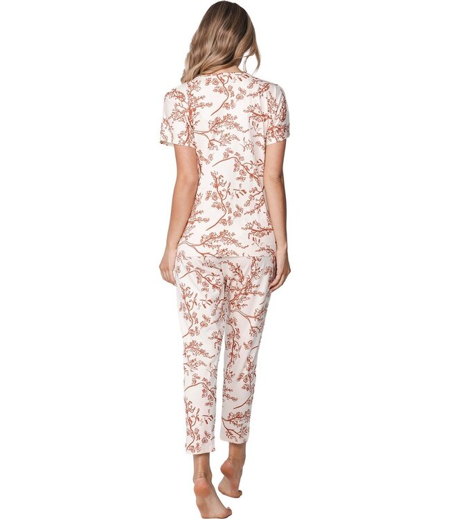 luxe katoen-modal dames pyjama met korte mouwen Spring Garden