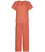 oranje, katoenen dames home-lounge huispak met korte mouw Home Comfort