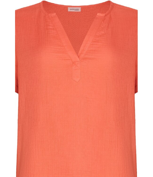 oranje, katoenen dames home-lounge huispak met korte mouw Home Comfort