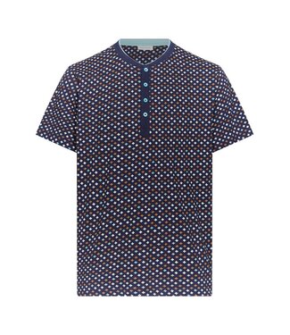 Pastunette for Men blue men's cotton shorty set with buttons groovy geometric