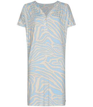 Pastunette Premium ecovero-viscose short sleeve nightdress with buttons blue animal