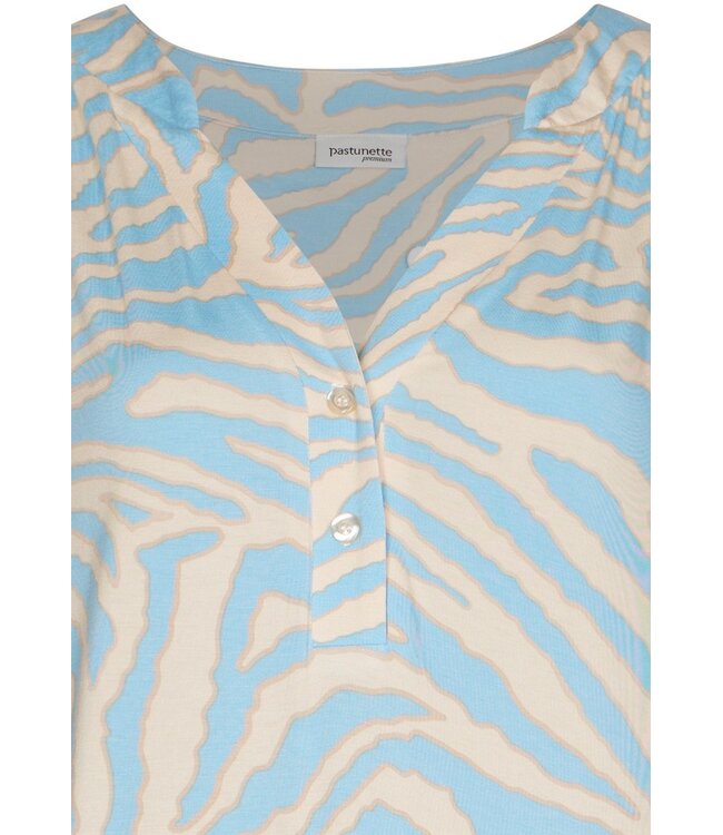 Ecovero viscose dames nachthemd korte mouwen met knopen Blue Animal