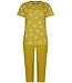 green short sleeve organic pyjama with buttons dotty sunflower