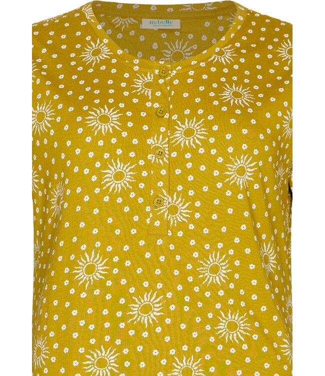 groen biologisch katoenen dames pyjama korte mouw dotty sunflower