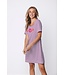 ladies short sleeve organic cotton nightdress stripey coral flowers