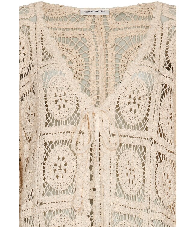 katoenen, transparante crème kleurige strand cover-up chic crochet