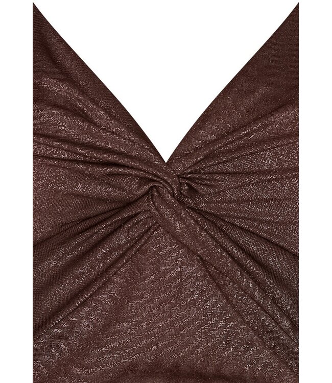 bronze soft cup powernet swimming costume with twist bronze shimmer