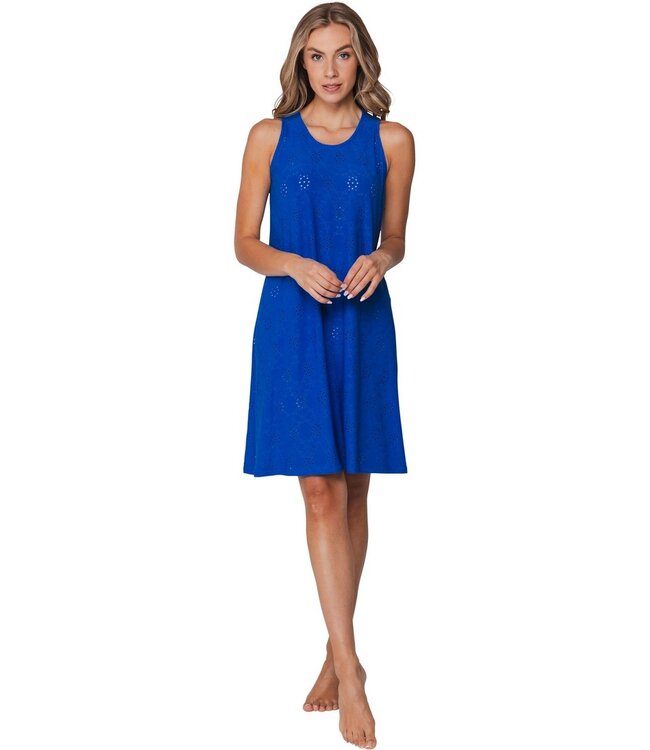 ladies bright blue pretty sleeveless beachdress summer flower