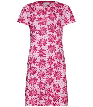 Rebelle roze biologisch katoenen dames nachthemd korte mouw palm waves