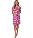 pink organic cotton short sleeve nightdress with buttons palm waves