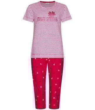 Rebelle gestreept biologisch katoenen dames pyjama korte mouw palm waves