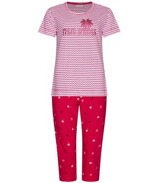 Rebelle ladies short sleeve stripey organic cotton pyjama palm waves