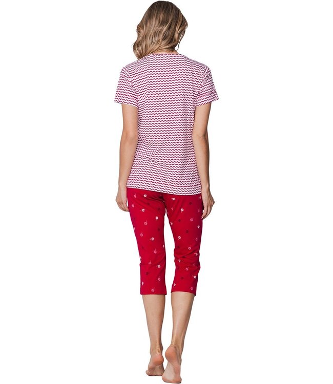 ladies short sleeve stripey organic cotton pyjama palm waves